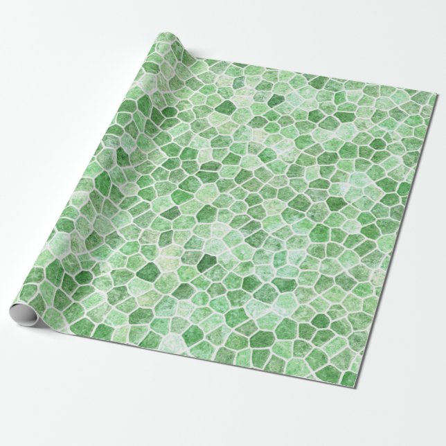 Pale Emerald und Pistachio Cobbled Patchwork Geschenkpapier (Ungerollt)