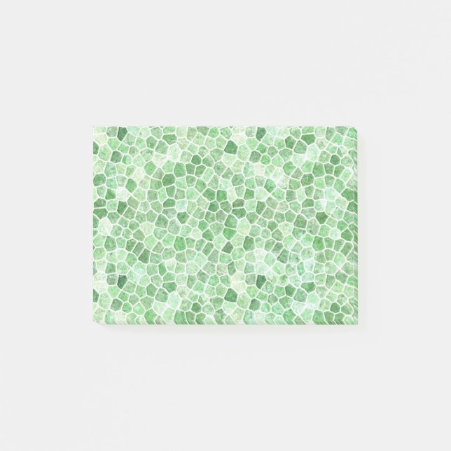 Pale Emerald und Pistachio Cobbled Patchwork Post-it Klebezettel (Vorderseite)