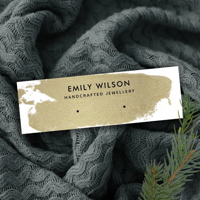 PALE GOLD FOIL BRUSH STROKE STUD EARRING ANZEIGE MINI VISITENKARTE (Von Creator hochgeladen)