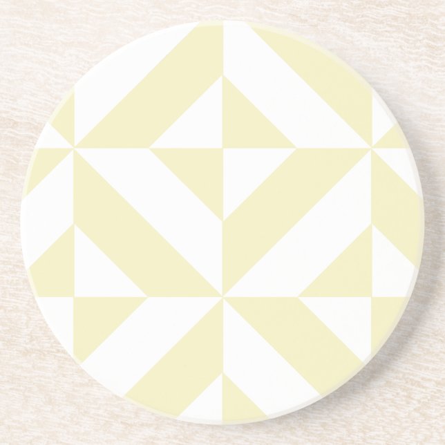 Pale Gold Geometric Deko Cube Pattern Sandstein Untersetzer (Vorne)