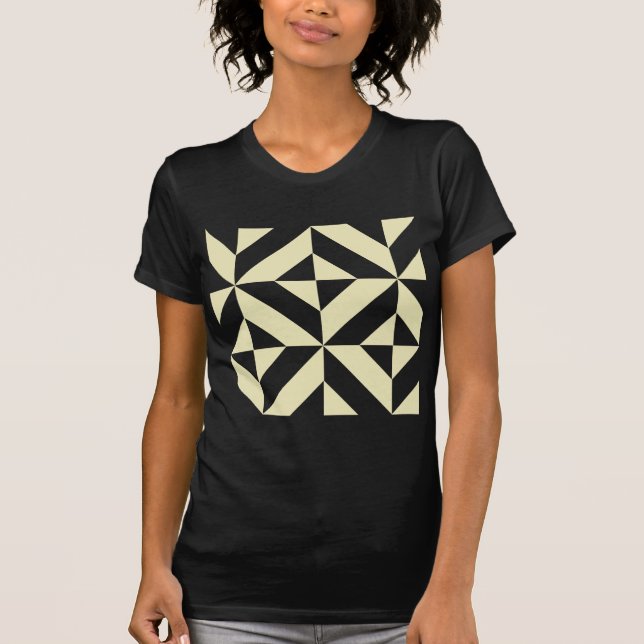 Pale Gold Geometric Deko Cube Pattern T-Shirt (Vorderseite)