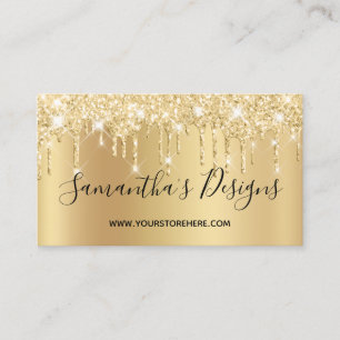 Pale Gold Glitter Drips Ombre Online-Shop Visitenkarte
