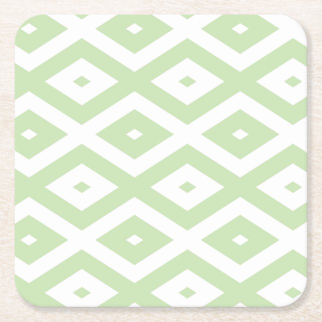 Pale green and white diamond pattern rechteckiger pappuntersetzer (Vorderseite)