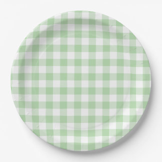 Pale Green Gingham Karo Pappteller