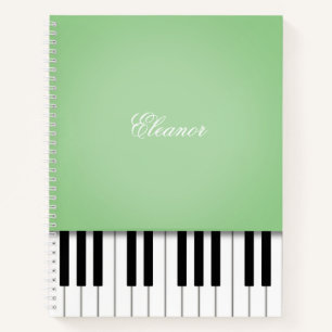 Pale Green Piano Music Keyboard Custom Notizbuch