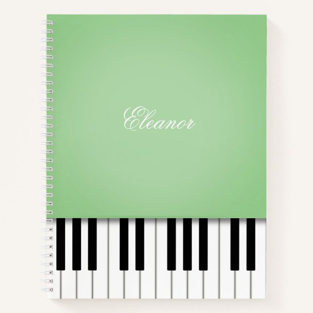 Pale Green Piano Music Keyboard Custom Notizbuch (Vorderseite)