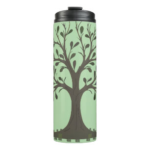 🌳 Pale Green Tree of Life Insulated Water Bottle Thermosbecher