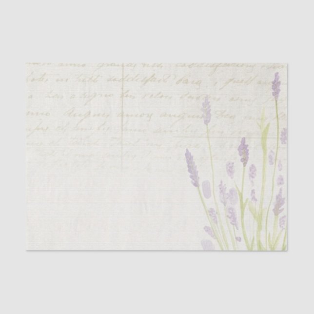 Pale Lavender Blume Script Beige Hintergrund Seidenpapier (Vorderseite)
