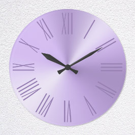 Pale Lavender Lila Ombre Foil römische Zahlen Große Wanduhr