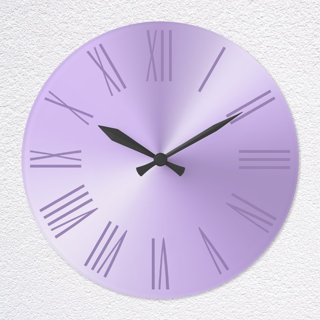 Pale Lavender Lila Ombre Foil römische Zahlen Große Wanduhr (Von Creator hochgeladen)