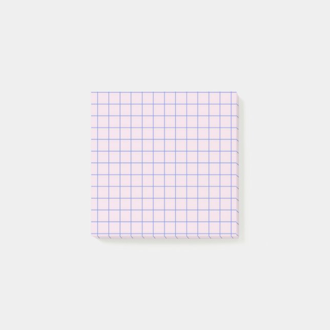 Pale Lilac Checkered Pattern Soft Grid Design Post-it Klebezettel (Vorderseite)