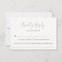 Pale Mauve Wedding Food Allergy RSVP Card Karte