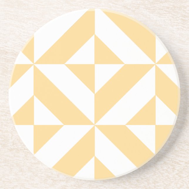 Pale Melon Geometric Deko Cube Pattern Sandstein Untersetzer (Vorne)
