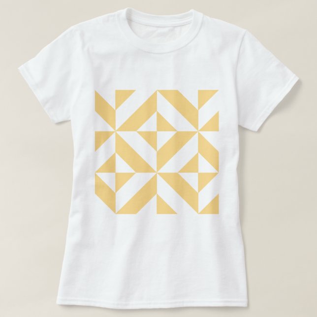 Pale Melon Geometric Deko Cube Pattern T-Shirt (Design vorne)