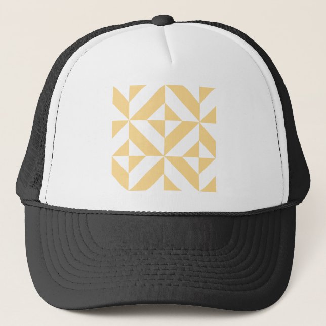 Pale Melon Geometric Deko Cube Pattern Truckerkappe (Vorderseite)