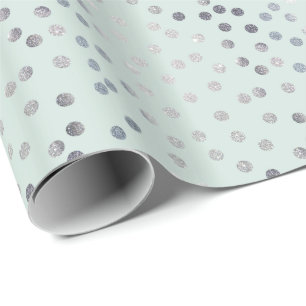 Pale Mint Green und Silver Glitzer City Dots Geschenkpapier