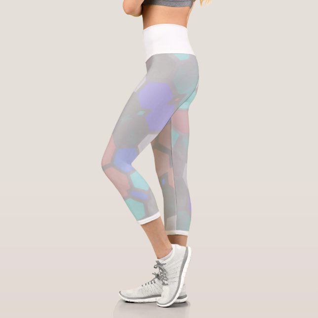 Pale Pastel Honeybee Hexagonal Formen Leggings (Links)