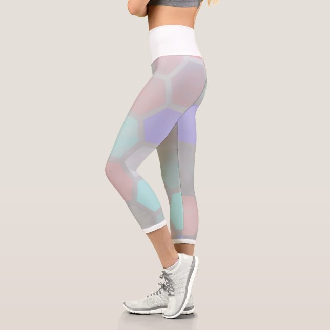 Pale Pastel Honeybee Hexagonal Formen Leggings (Links)