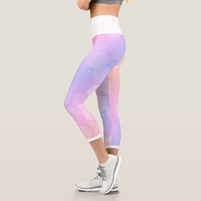 Pale Pastel Honeybee Hexagonal Formen Leggings (Links)