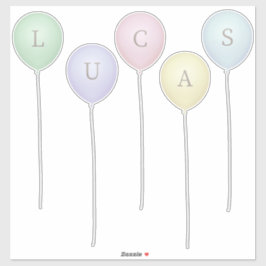 Pale Pastel Whimsical Balloons Custom Letters Aufkleber