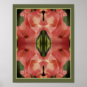 Pale Peach Gladiolus Blume Mirror Abstrakt Poster
