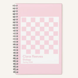 Pale Pink and White Checkerboard Notebook Notizbuch