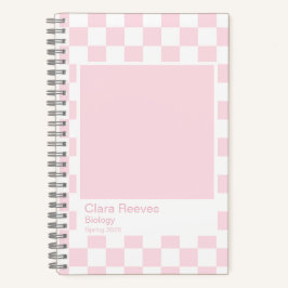 Pale Pink and White Checkerboard Notebook Notizbuch