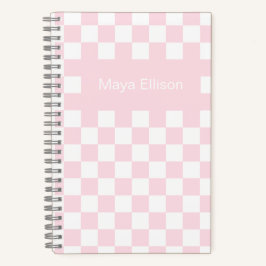 Pale Pink and White Checkerboard Notebook Notizbuch