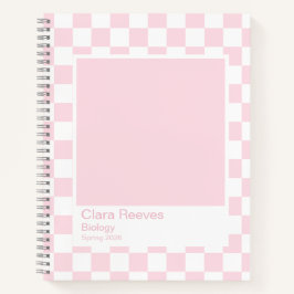 Pale Pink and White Checkerboard Notebook Notizbuch