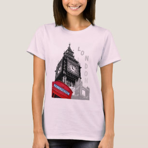 Pale Pink Big Ben Clock Tower London Rotes Telefon T-Shirt