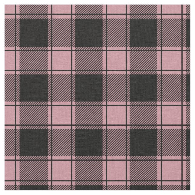 Pale Pink & Black Buffalo Plaid Stoff (Nahaufnahme)