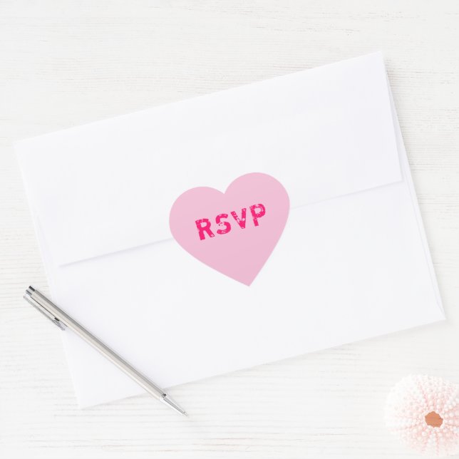 Pale Pink Conversation Heart RSVP Herz-Aufkleber (Umschlag)