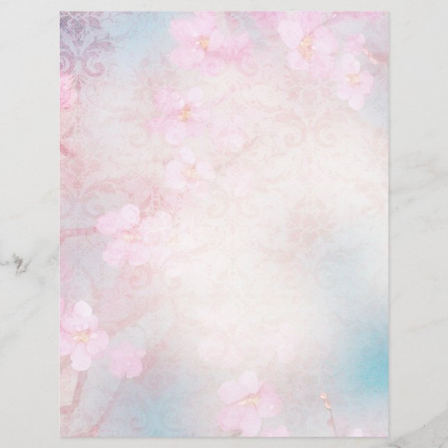 Pale Pink Floral & Damask Scrapbook Ephemera (Vorderseite)