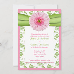 Pale Pink Gerbera Green Floral Wedding Einladung