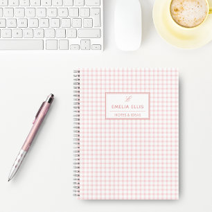 Pale Pink Gingham Grandmillennial Monogram Name N Notizbuch