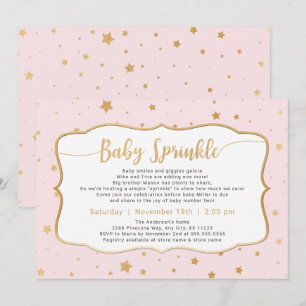 Pale Pink Gold Stars Baby Sprinkle Einladung