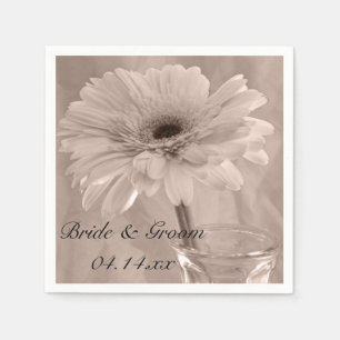 Pale Pink Tinted Daisy Wedding Serviette