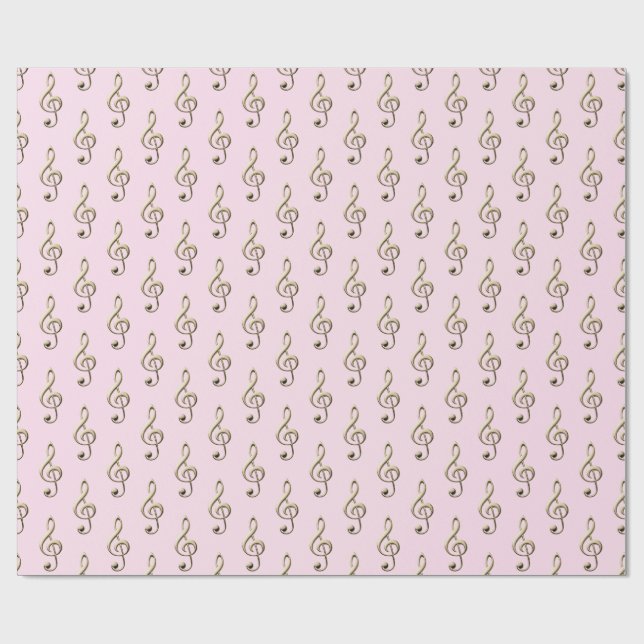 Pale Pink Treble Clef Musical Symbol Music Lover's Geschenkpapier (Flach)