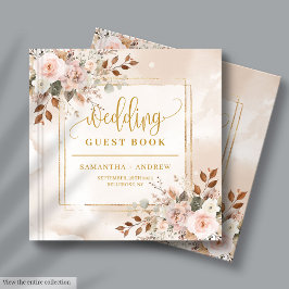 Pale Pink und Gold Fall Florals Wedding Gästebuch
