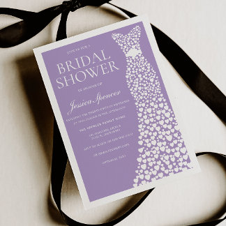 Pale Purple & White Wedding Dress Bridal Shower Einladung