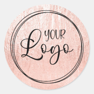 Pale Rose Gold Glam Textur Logo Runder Aufkleber