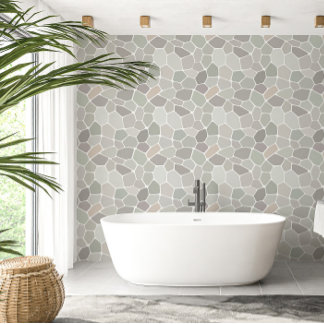 Pale Sage Eggshell Mosaic Tapete