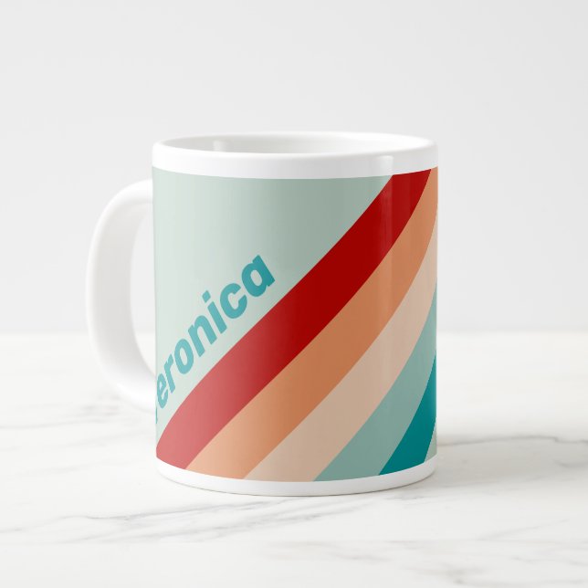 Pale Seaglass Stripes with Name Jumbo-Tasse (Vorderseite Links)