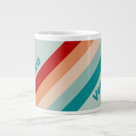 Pale Seaglass Stripes with Name Jumbo-Tasse