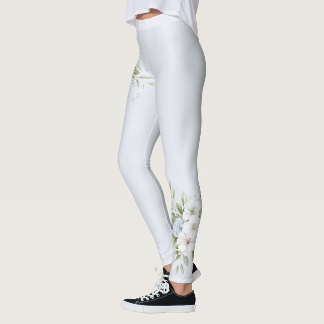 Pale Sky Blue Flowers Leggings (Links)