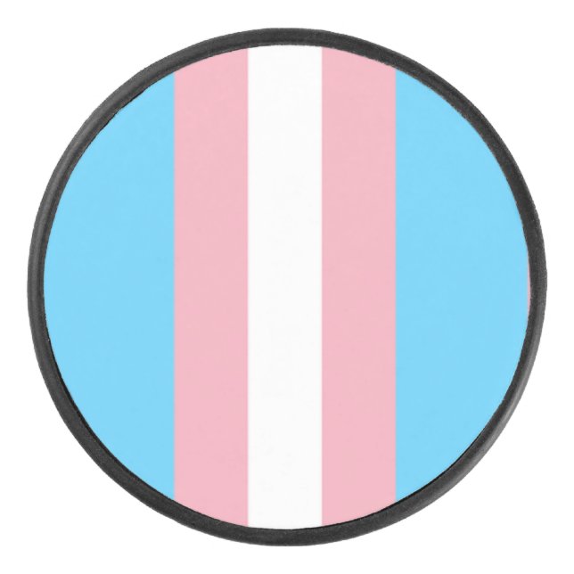 pale trans flag on hockey puck (Vorderseite)