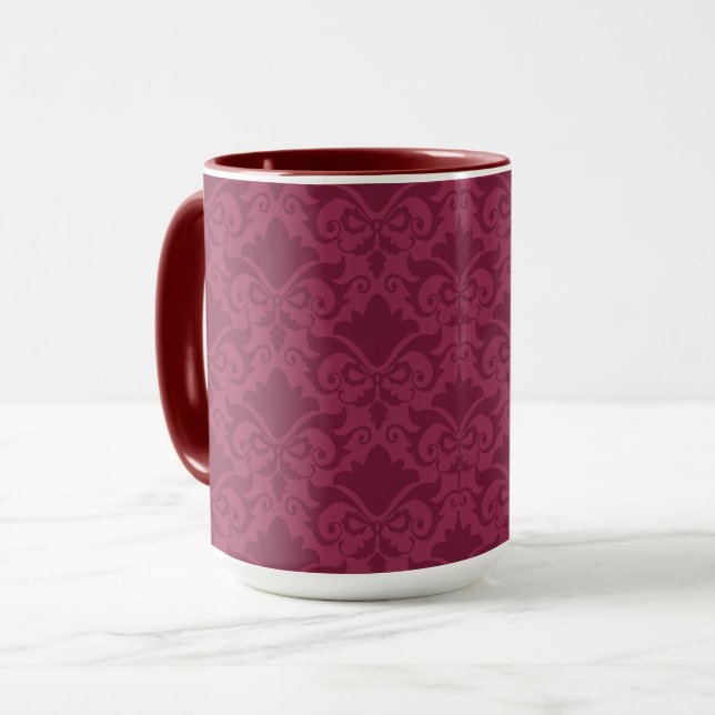 Pale Wine Damask Bows Tasse (Vorderseite Links)