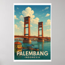 Palembang Indonesien Vintage-Reiseplakat