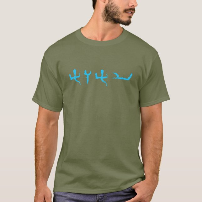 Paleo Hebrew Sky Blue Tetragrammaton Typografie T-Shirt (Vorderseite)