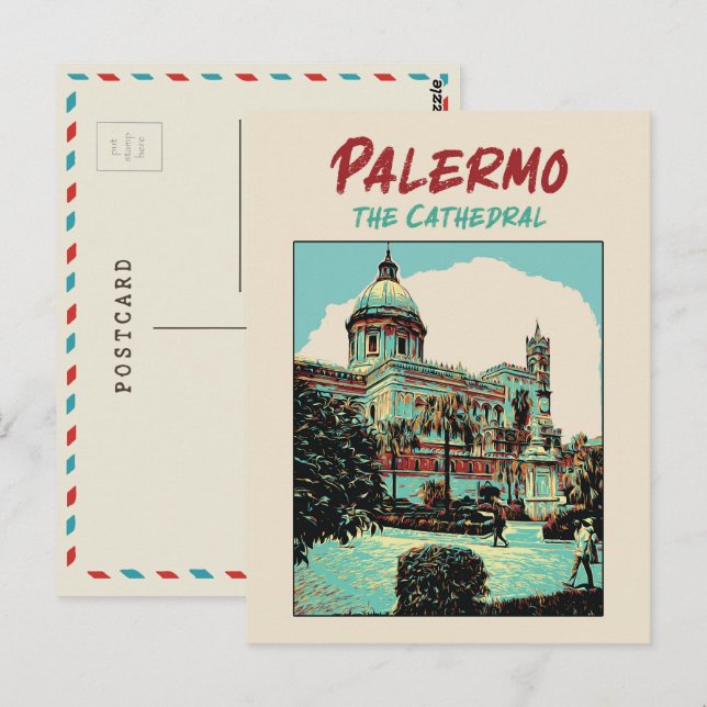 Palermo, Die Kathedrale Illustration Sizilien Ital Postkarte (Vorne/Hinten)